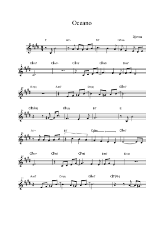 Djavan Oceano score for Tenor Saxophone Soprano (Bb)