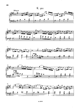 Domenico Scarlatti Keyboard Sonata In A Major K.301 score for Piano
