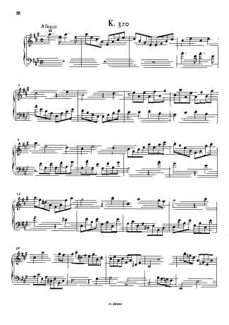 Domenico Scarlatti Keyboard Sonata In A Major K.320 score for Piano