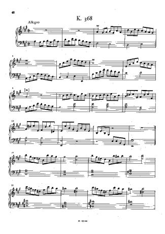 Domenico Scarlatti Keyboard Sonata In A Major K.368 score for Piano