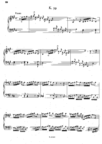 Domenico Scarlatti Keyboard Sonata In A Major K.39 score for Piano