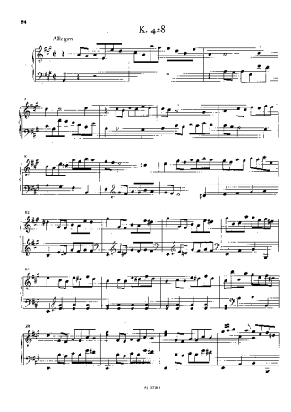 Domenico Scarlatti Keyboard Sonata In A Major K.428 score for Piano