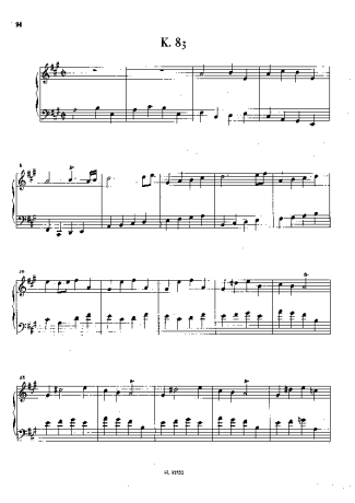 Domenico Scarlatti Keyboard Sonata In A Major K.83 score for Piano