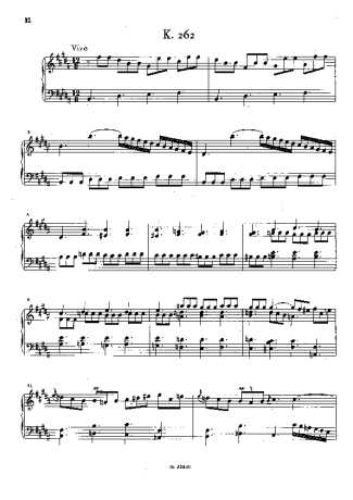 Domenico Scarlatti Keyboard Sonata In B Major K.262 score for Piano