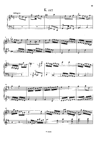 Domenico Scarlatti Keyboard Sonata In B Minor K.227 score for Piano