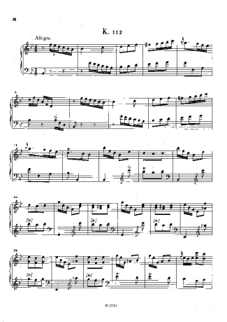 Domenico Scarlatti Keyboard Sonata In Bb Major K.112 score for Piano