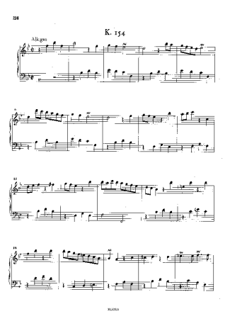 Domenico Scarlatti Keyboard Sonata In Bb Major K.154 score for Piano
