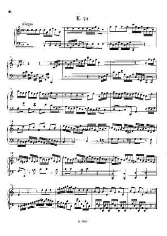 Domenico Scarlatti Keyboard Sonata In C Major K.72 score for Piano