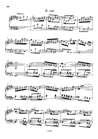 Domenico Scarlatti Keyboard Sonata In C# Minor K.247 score for Piano