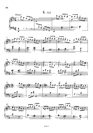 Domenico Scarlatti Keyboard Sonata In D Major K.137 score for Piano