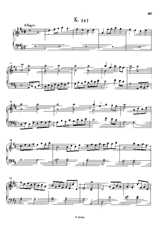 Domenico Scarlatti Keyboard Sonata In D Major K.345 score for Piano