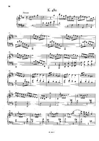 Domenico Scarlatti Keyboard Sonata In D Major K.480 score for Piano