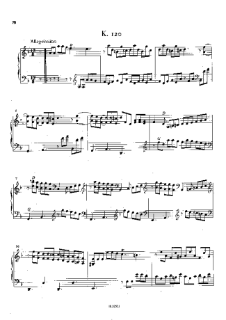 Domenico Scarlatti Keyboard Sonata In D Minor K.120 score for Piano
