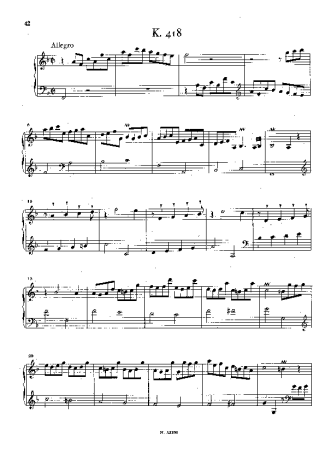 Domenico Scarlatti Keyboard Sonata In F Major K.418 score for Piano