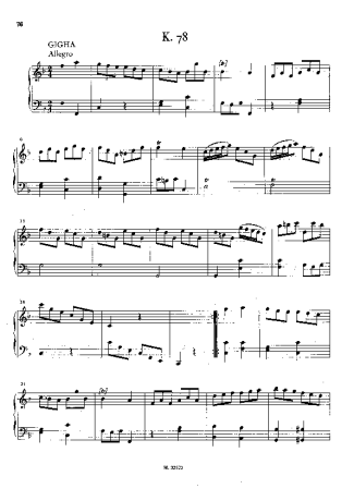 Domenico Scarlatti Keyboard Sonata In F Major K.78 score for Piano