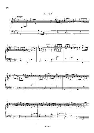 Domenico Scarlatti Keyboard Sonata In F Sharp Minor K.142 score for Piano