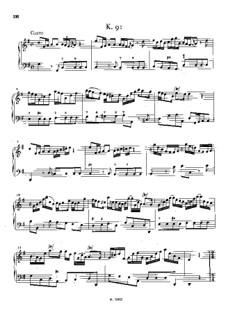 Domenico Scarlatti Keyboard Sonata In G Major K.91 score for Piano