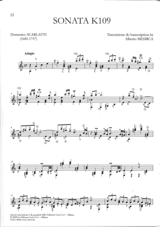 Domenico Scarlatti Sonata K109 score for Acoustic Guitar