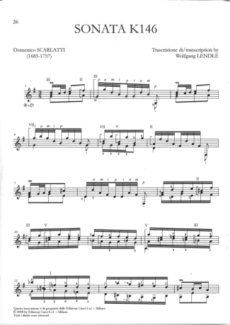 Domenico Scarlatti Sonata K146 score for Acoustic Guitar