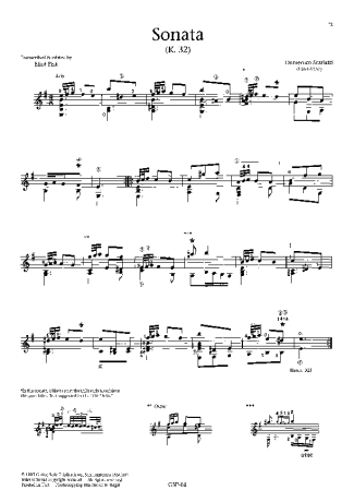Domenico Scarlatti Sonata K32 score for Acoustic Guitar