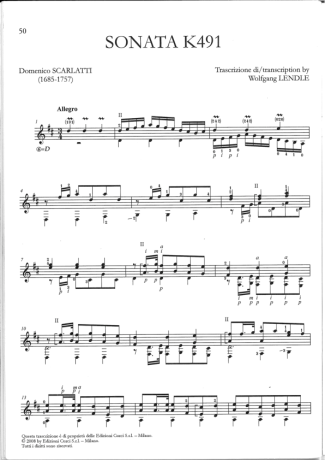 Domenico Scarlatti Sonata K491 score for Acoustic Guitar