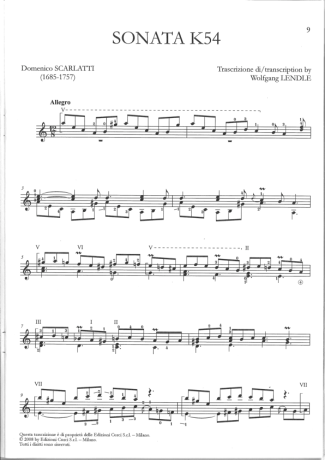 Domenico Scarlatti Sonata K54 score for Acoustic Guitar