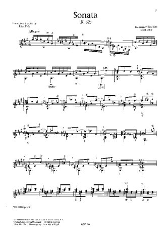 Domenico Scarlatti Sonata K62 score for Acoustic Guitar