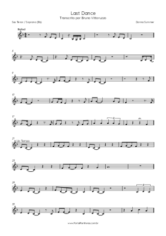 Donna Summer  score for Tenor Saxophone Soprano (Bb)