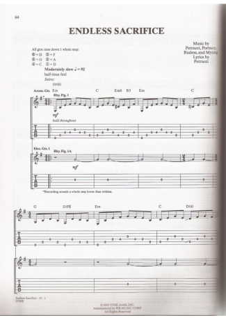 Dream Theater Endless Sacrifice score for Guitar