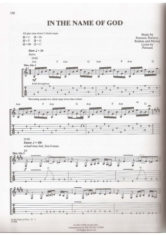 Dream Theater In The Name Of God score for Guitar