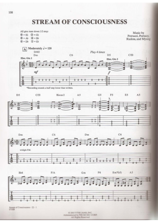 Dream Theater Stream Of Consciousness score for Guitar