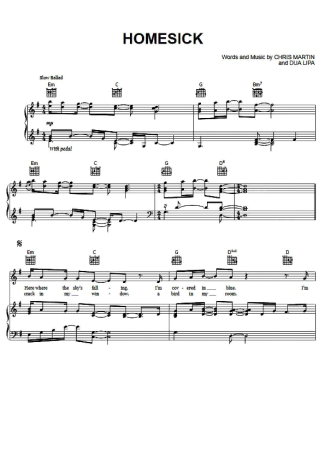 Dua Lipa Homesick (V2) score for Piano