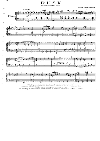 Duke Ellington Dusk score for Piano