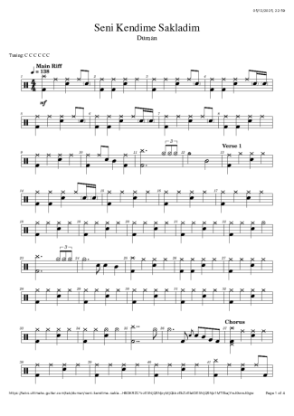 Duman Seni Kendime Sakladim score for Drums