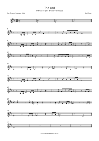 Earl Grant The End score for Tenor Saxophone Soprano (Bb)