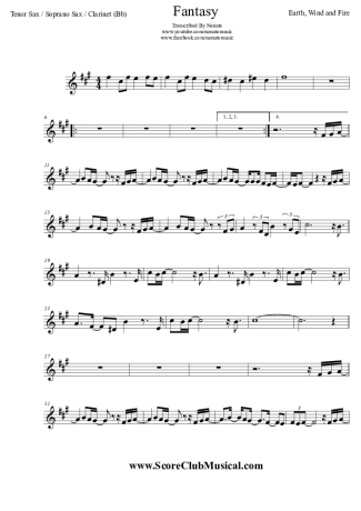Earth Wind And Fire Fantasy score for Clarinet (Bb)