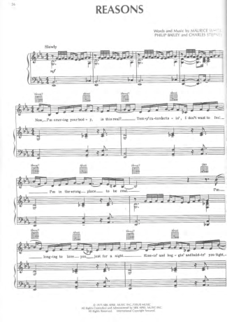 Earth Wind And Fire Reasons score for Piano
