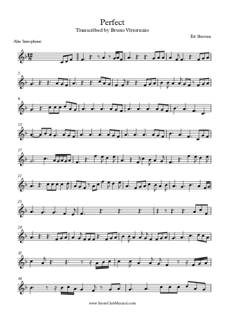 Ed Sheeran Perfect score for Alto Saxophone