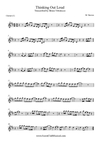 Ed Sheeran Thinking Out Loud score for Clarinet (C)