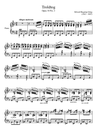 Edvard Grieg Troldtog March of the Dwarfs score for Piano