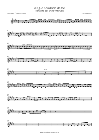 Elba Ramalho  score for Tenor Saxophone Soprano (Bb)