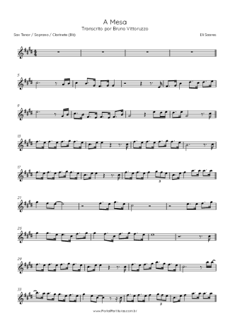 Eli Soares A Mesa score for Tenor Saxophone Soprano (Bb)