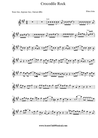 Elton John Crocodile Rock score for Clarinet (Bb)