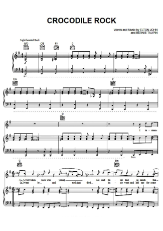 Elton John Crocodile Rock score for Piano
