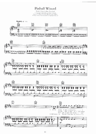 Elton John Pinball Wizard score for Piano
