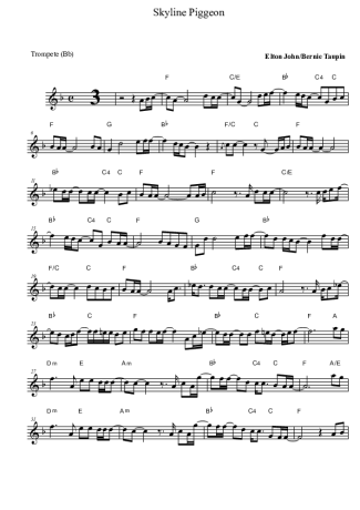 Elton John Skyline Pegeon score for Trumpet