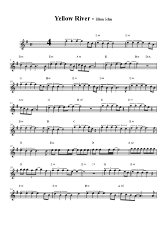 Elton John Yellow River score for Clarinet (Bb)