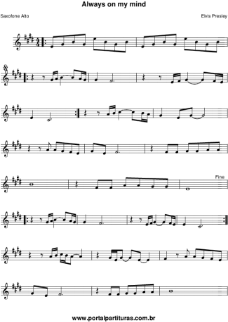 Elvis Presley  score for Alto Saxophone
