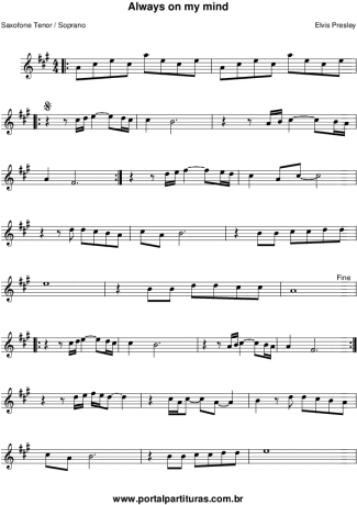 Elvis Presley Always On My Mind score for Clarinet (Bb)