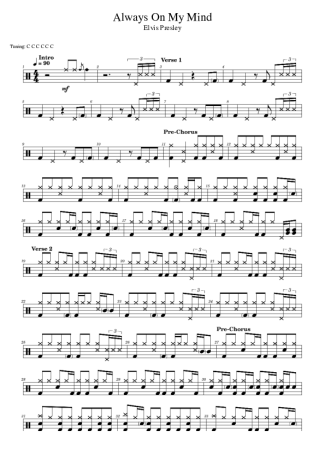 Elvis Presley Always On My Mind score for Drums